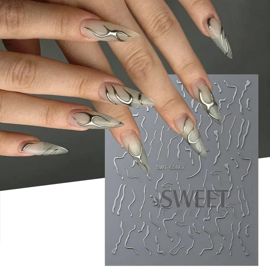 Metallic Gold Silver Stripe Line Nail Stickers