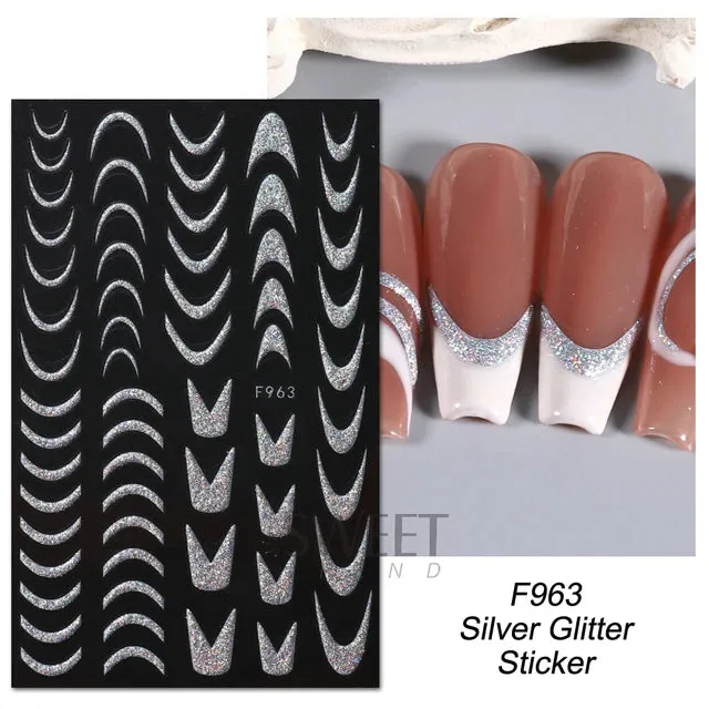 Metallic Gold Silver Stripe Line Nail Stickers