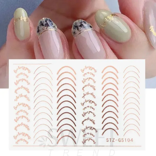Metallic Gold Silver Stripe Line Nail Stickers