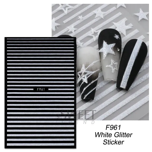 Metallic Gold Silver Stripe Line Nail Stickers
