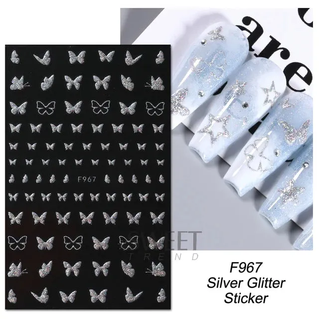 Metallic Gold Silver Stripe Line Nail Stickers