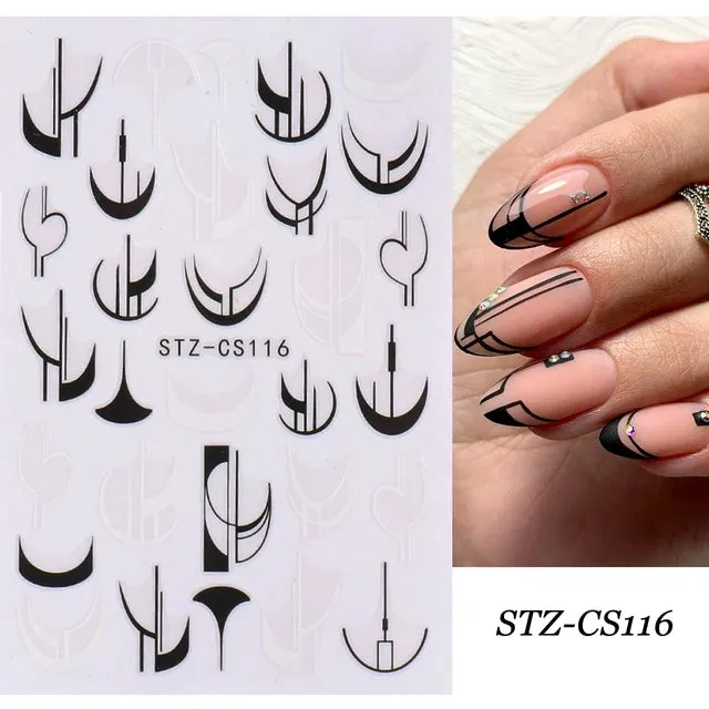 Metallic Gold Silver Stripe Line Nail Stickers