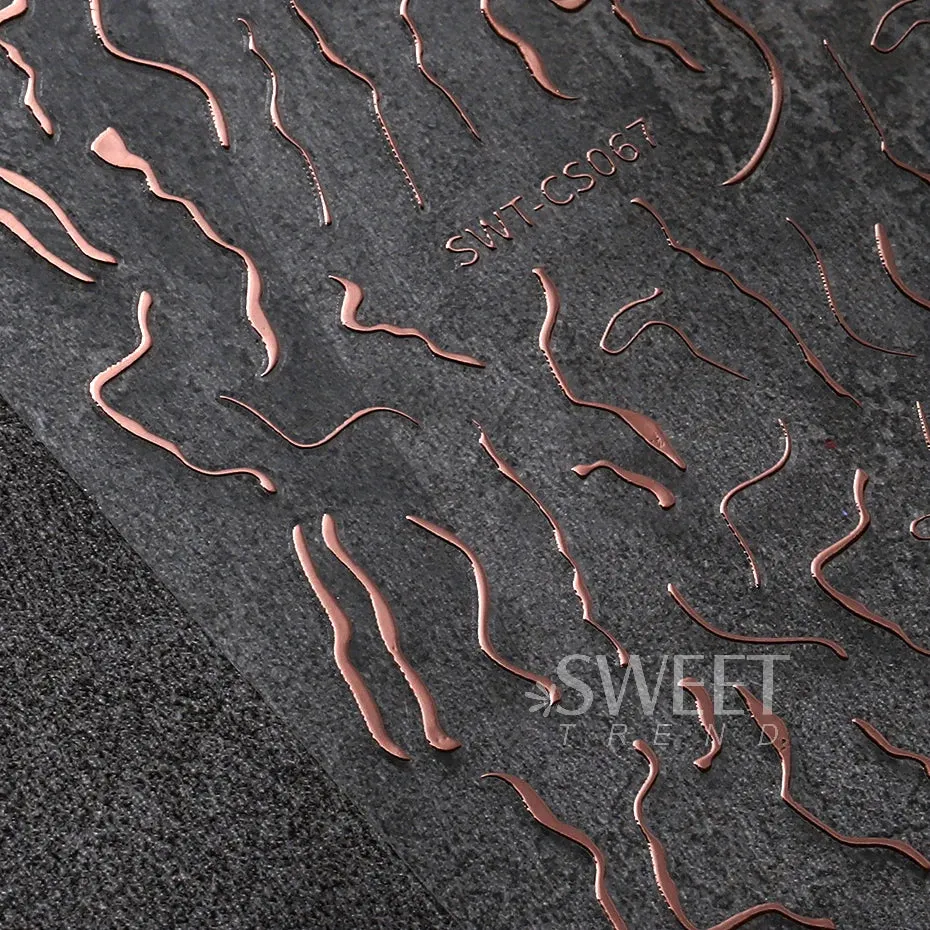 Metallic Gold Silver Stripe Line Nail Stickers