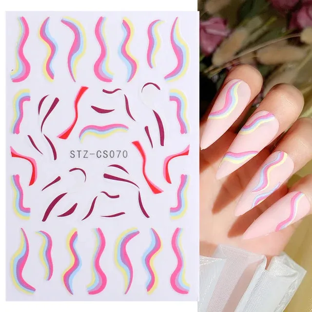 Metallic Gold Silver Stripe Line Nail Stickers