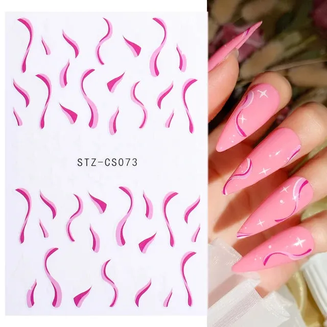 Metallic Gold Silver Stripe Line Nail Stickers