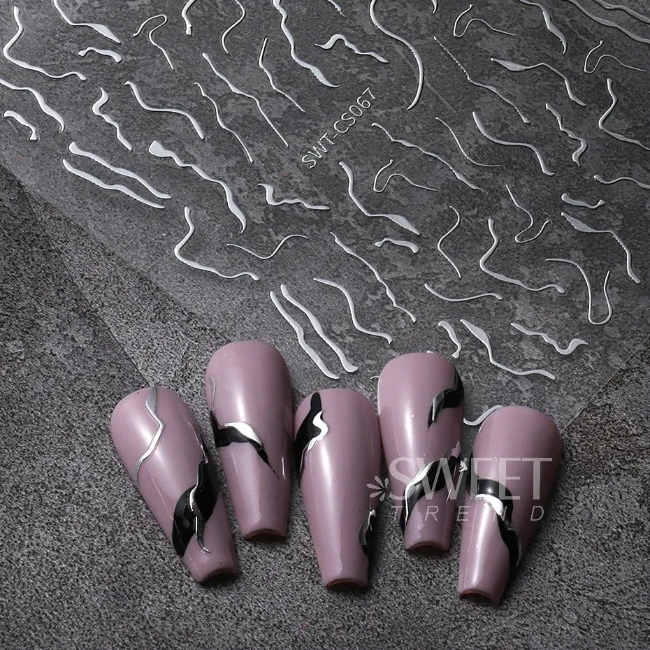 Metallic Gold Silver Stripe Line Nail Stickers