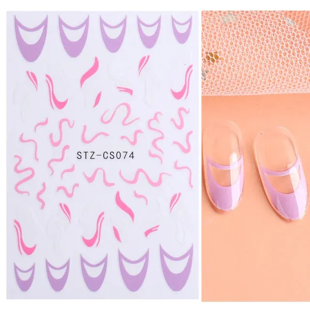 Metallic Gold Silver Stripe Line Nail Stickers