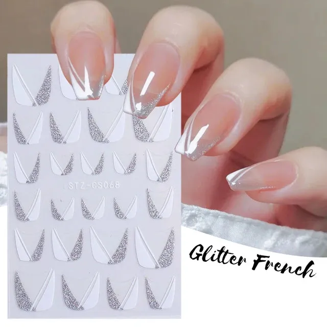 Metallic Gold Silver Stripe Line Nail Stickers