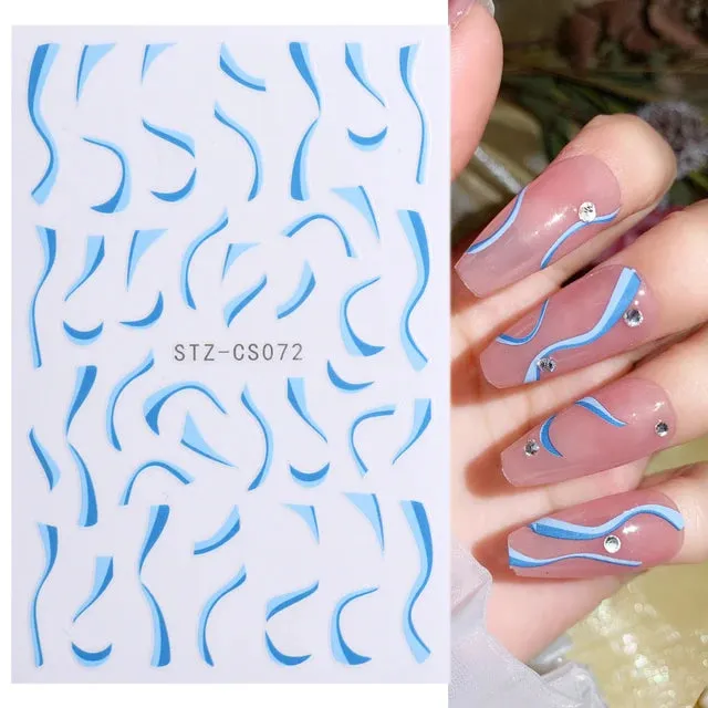 Metallic Gold Silver Stripe Line Nail Stickers