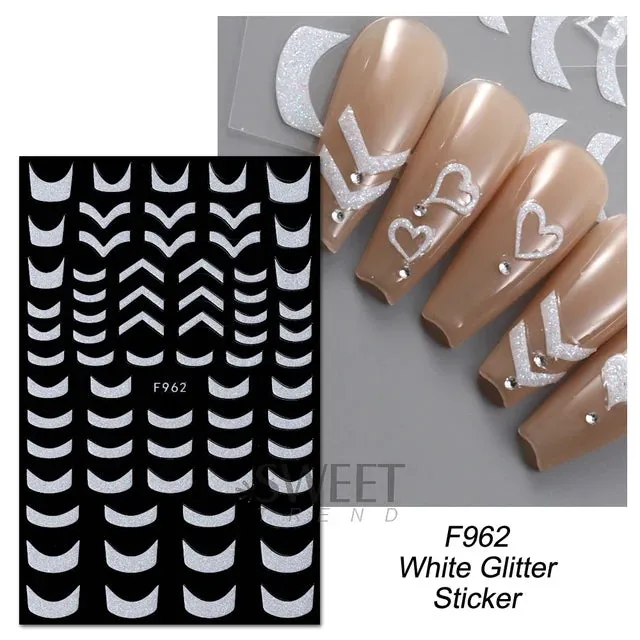 Metallic Gold Silver Stripe Line Nail Stickers