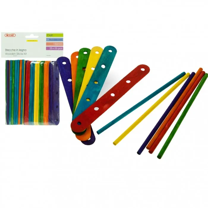 Multicolor Ice Cream Sticks and Sticks Set for Crafting and Model Making (19 Pieces)