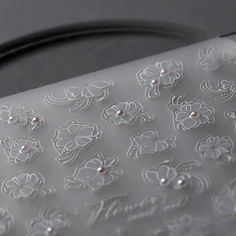 Nail Art Stickers Adhesive Embossed Rose with Beads Sticker Decals TL005