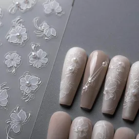 Nail Art Stickers Adhesive Embossed Rose with Beads Sticker Decals TL005