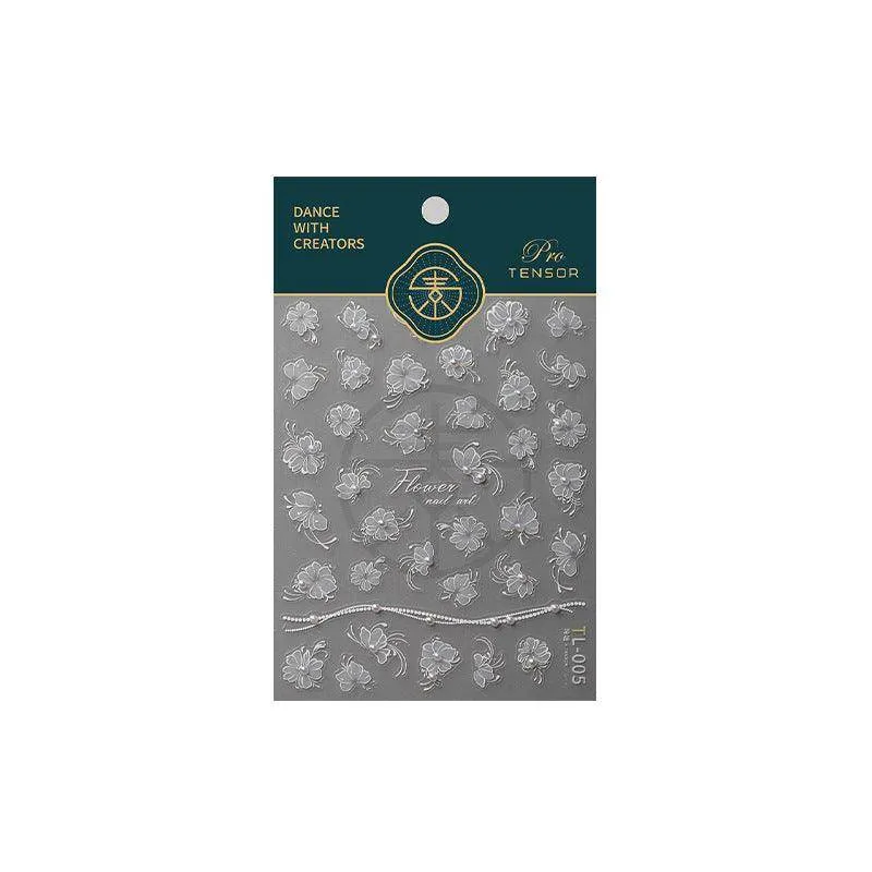 Nail Art Stickers Adhesive Embossed Rose with Beads Sticker Decals TL005
