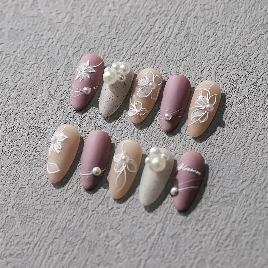 Nail Art Stickers Adhesive Slider Embossed Flower Sticker Decals with Beads TL105