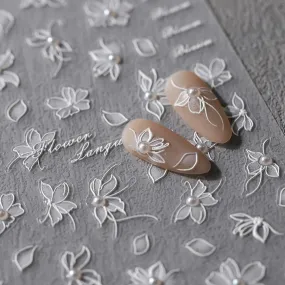 Nail Art Stickers Adhesive Slider Embossed Flower Sticker Decals with Beads TL105