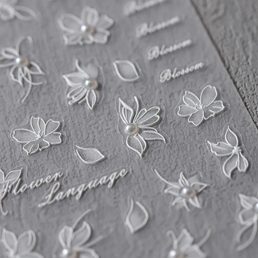 Nail Art Stickers Adhesive Slider Embossed Flower Sticker Decals with Beads TL105