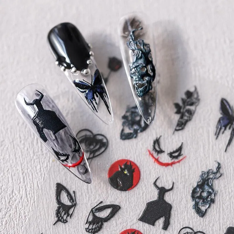 Nail Art Stickers Adhesive Slider Embossed Ghost Sticker Decals TS2340