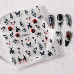 Nail Art Stickers Adhesive Slider Embossed Ghost Sticker Decals TS2340