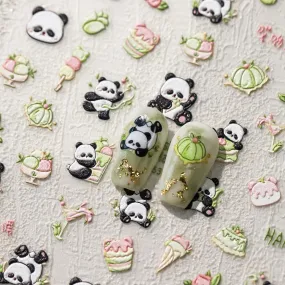 Nail Art Stickers Adhesive Slider Embossed Panda Sticker Decals MN362