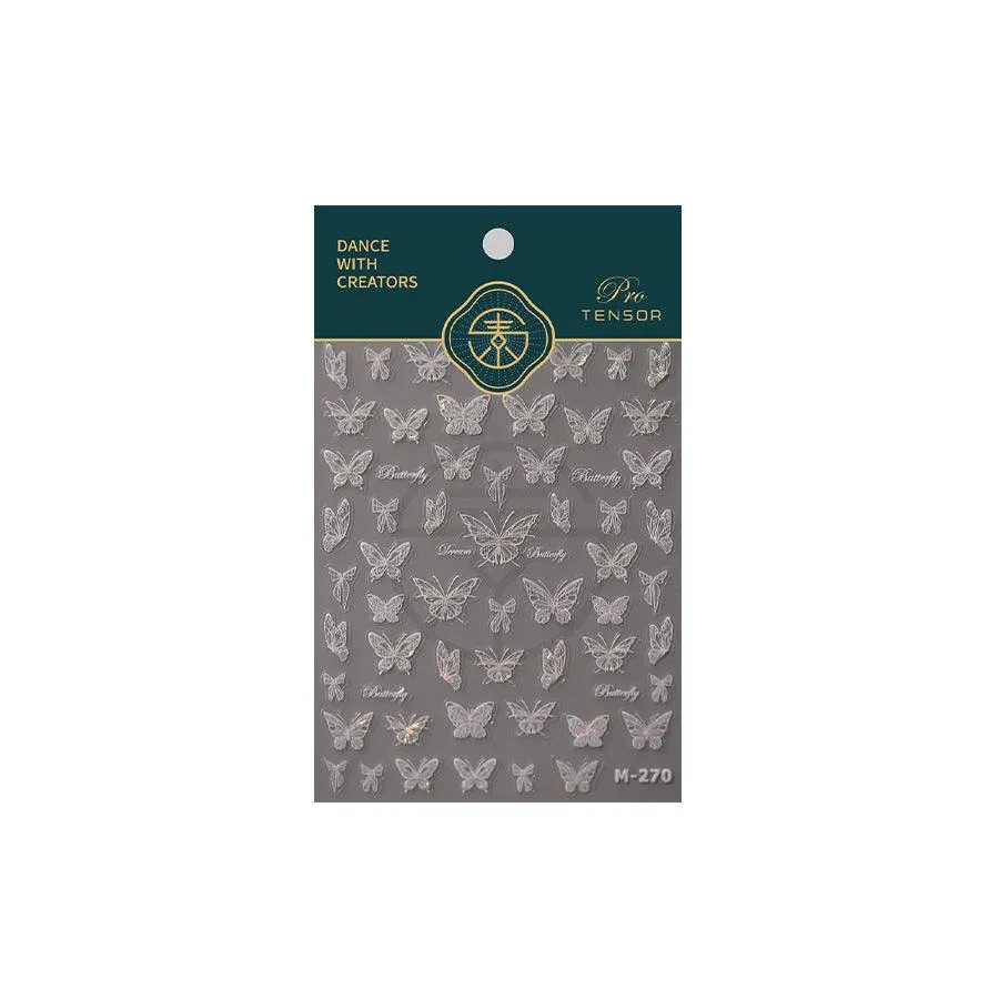 Nail Art Stickers Adhesive Slider Embossed Translucent Black Butterfly Sticker Decals TS3574