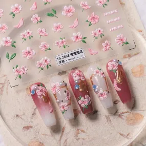 Nail Art Stickers Adhesive Slider Sakura Embossed Sticker Decals