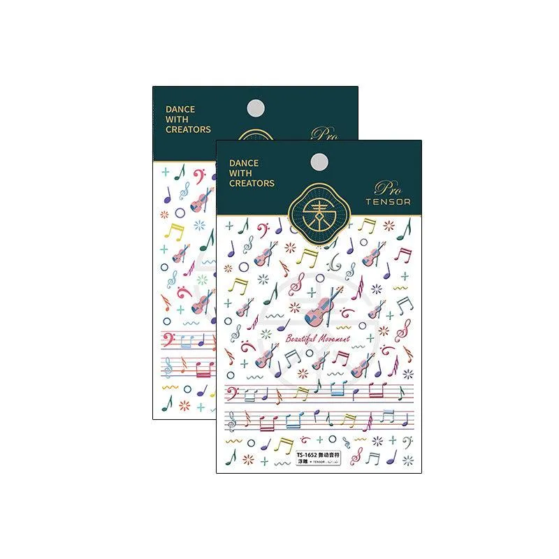 Nail Art Stickers Adhesive Sliders Embossed Musical Notes Sticker Decals TS1651