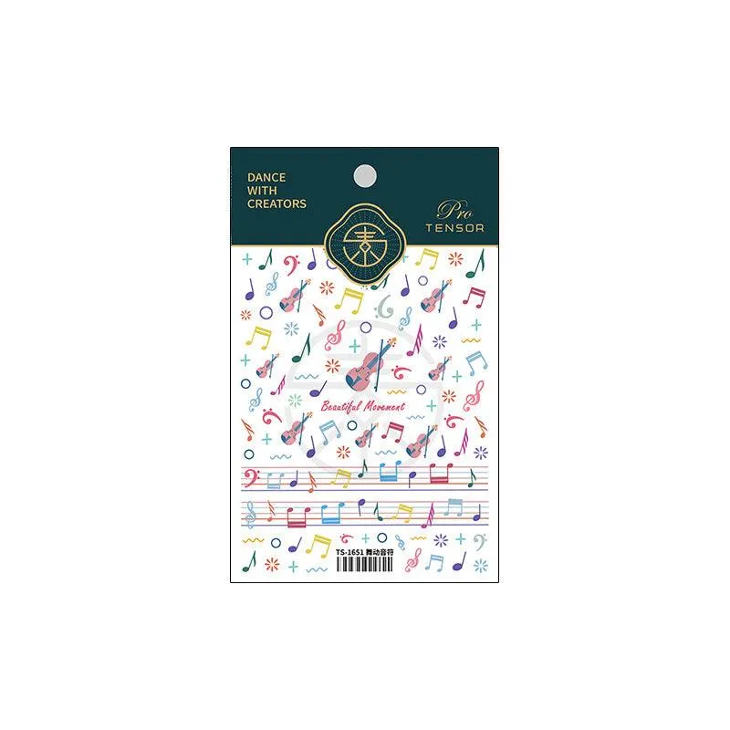 Nail Art Stickers Adhesive Sliders Embossed Musical Notes Sticker Decals TS1651