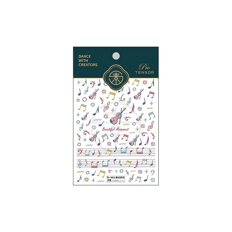 Nail Art Stickers Adhesive Sliders Embossed Musical Notes Sticker Decals TS1651