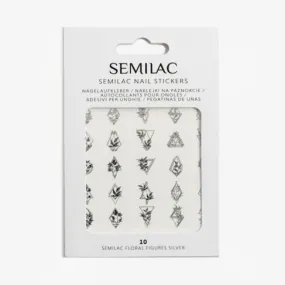 Nail Stickers 10 Floral Figures Silver