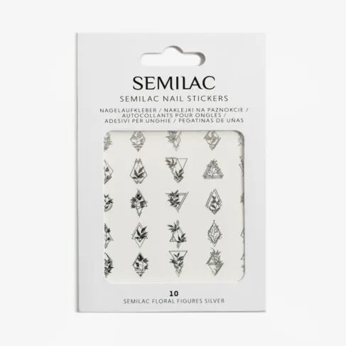 Nail Stickers 10 Floral Figures Silver