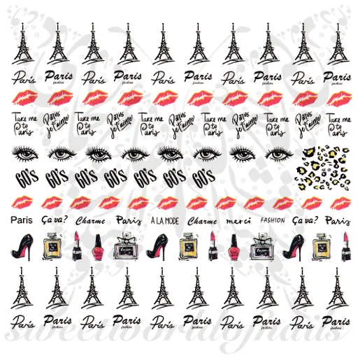 Paris Nails Eiffel Tower perfume Nail Water Decals