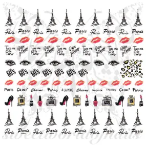 Paris Nails Eiffel Tower perfume Nail Water Decals