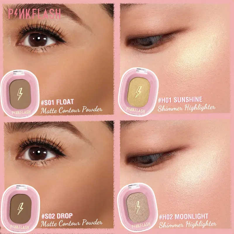PINKFLASH Matte Contour Powder Shimmer Highlighters Long Lasting Face Bronzer