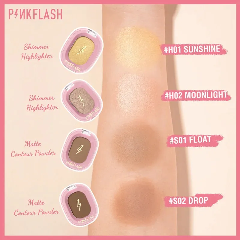 PINKFLASH Matte Contour Powder Shimmer Highlighters Long Lasting Face Bronzer