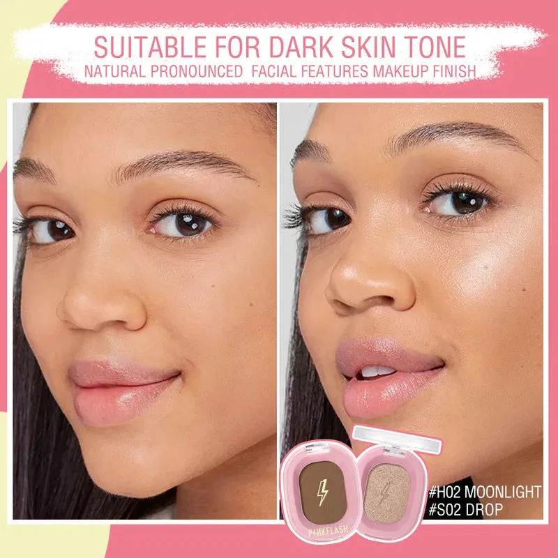 PINKFLASH Matte Contour Powder Shimmer Highlighters Long Lasting Face Bronzer