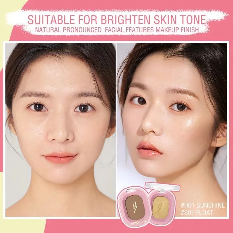 PINKFLASH Matte Contour Powder Shimmer Highlighters Long Lasting Face Bronzer