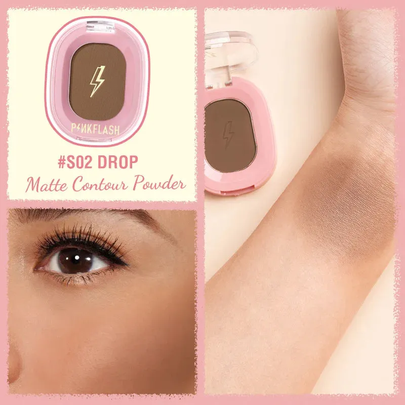 PINKFLASH Matte Contour Powder Shimmer Highlighters Long Lasting Face Bronzer