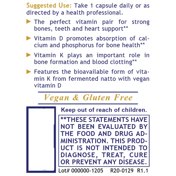 Premier Vitamin D3 K2 30 Vcaps