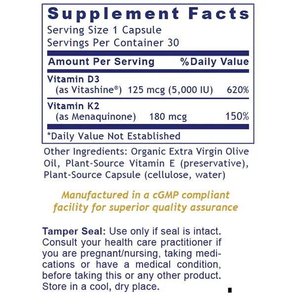 Premier Vitamin D3 K2 30 Vcaps