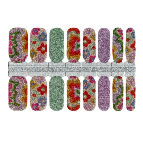 Purple, Green, Red, Yellow Glitter Flowers