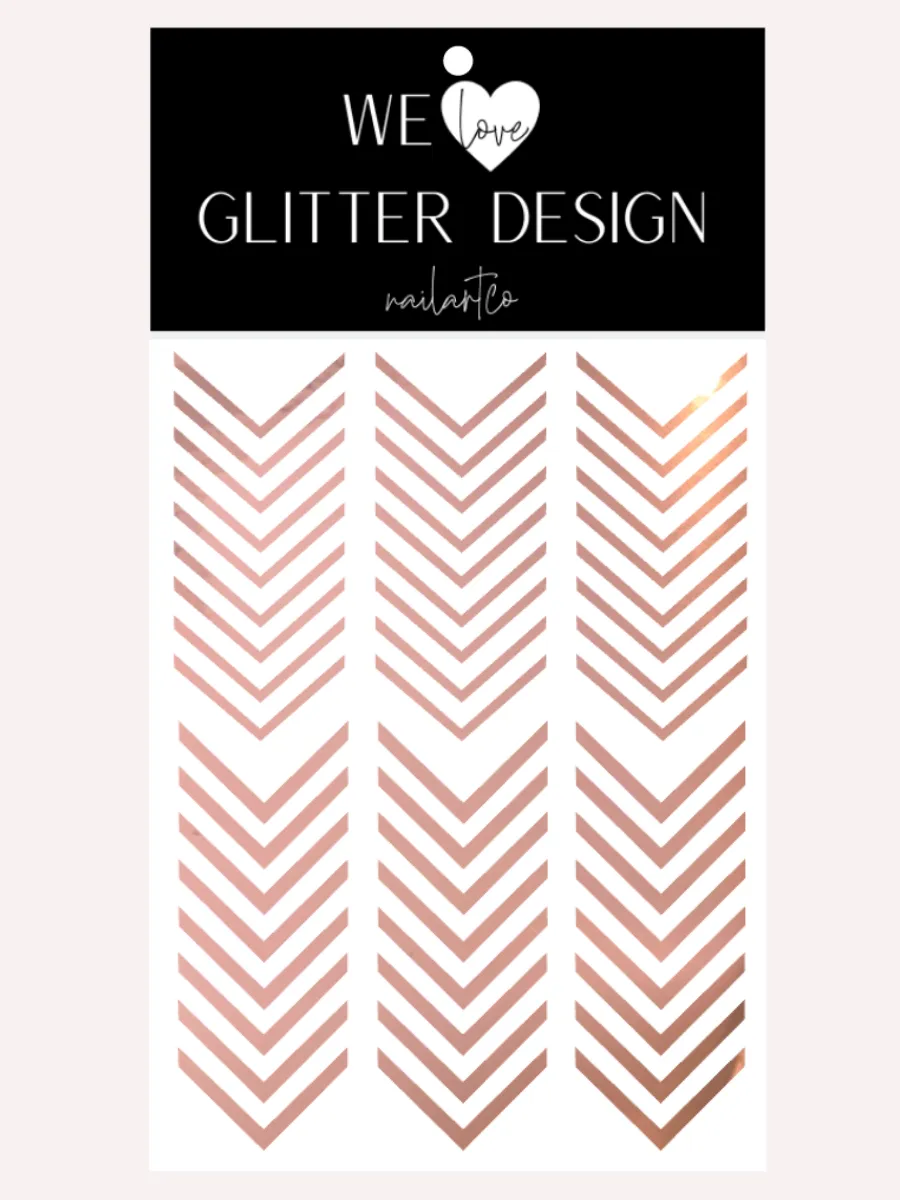 Single V Nail Decals | Rose Gold Chrome