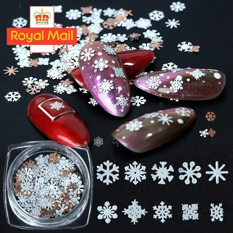 Snowflakes Nail Art Glitter Decals Christmas Nail Stickers Nail Sequins Paillette 3D Sparkly Nail Flakes