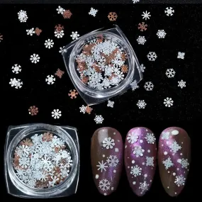 Snowflakes Nail Art Glitter Decals Christmas Nail Stickers Nail Sequins Paillette 3D Sparkly Nail Flakes