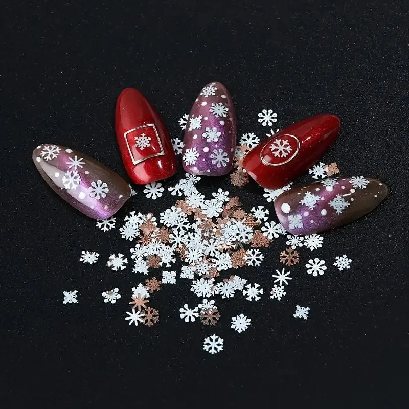 Snowflakes Nail Art Glitter Decals Christmas Nail Stickers Nail Sequins Paillette 3D Sparkly Nail Flakes