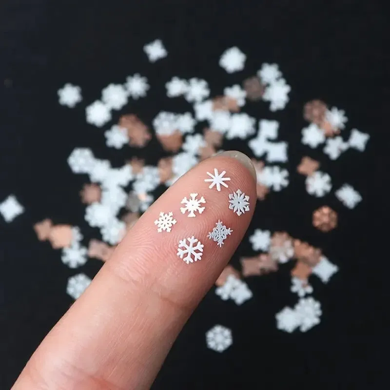 Snowflakes Nail Art Glitter Decals Christmas Nail Stickers Nail Sequins Paillette 3D Sparkly Nail Flakes