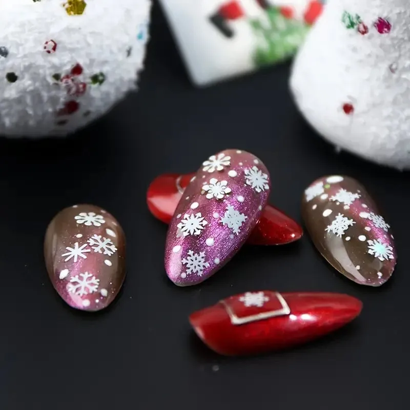 Snowflakes Nail Art Glitter Decals Christmas Nail Stickers Nail Sequins Paillette 3D Sparkly Nail Flakes