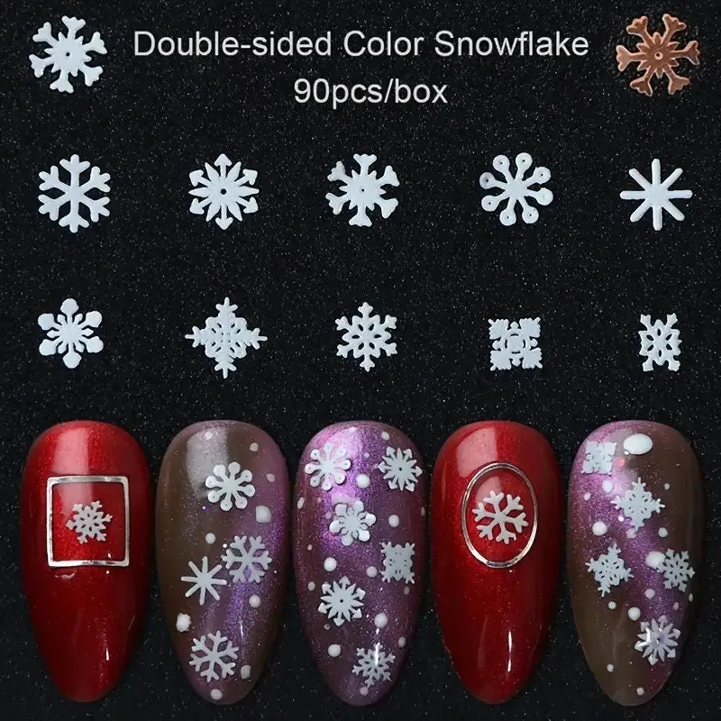 Snowflakes Nail Art Glitter Decals Christmas Nail Stickers Nail Sequins Paillette 3D Sparkly Nail Flakes