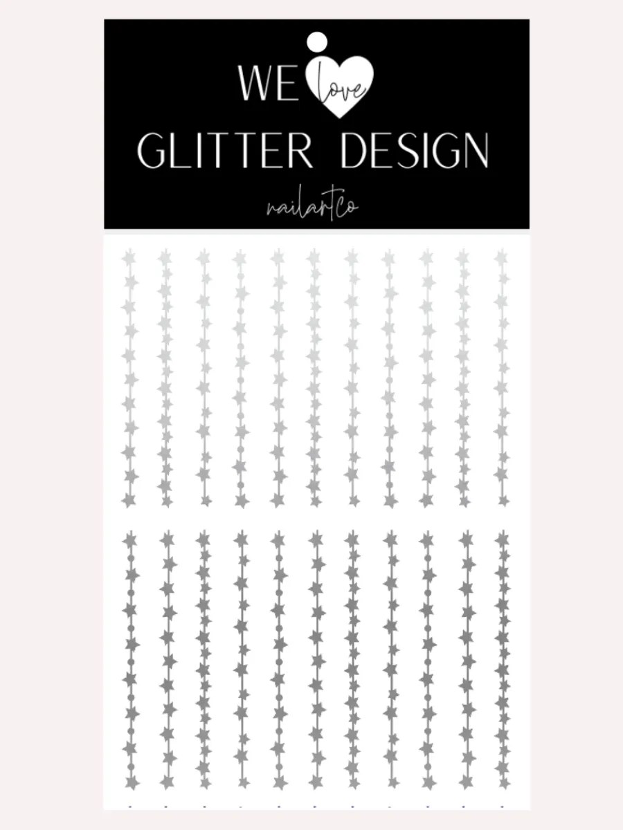 Starry Lines Nail Decal | Silver Shimmer