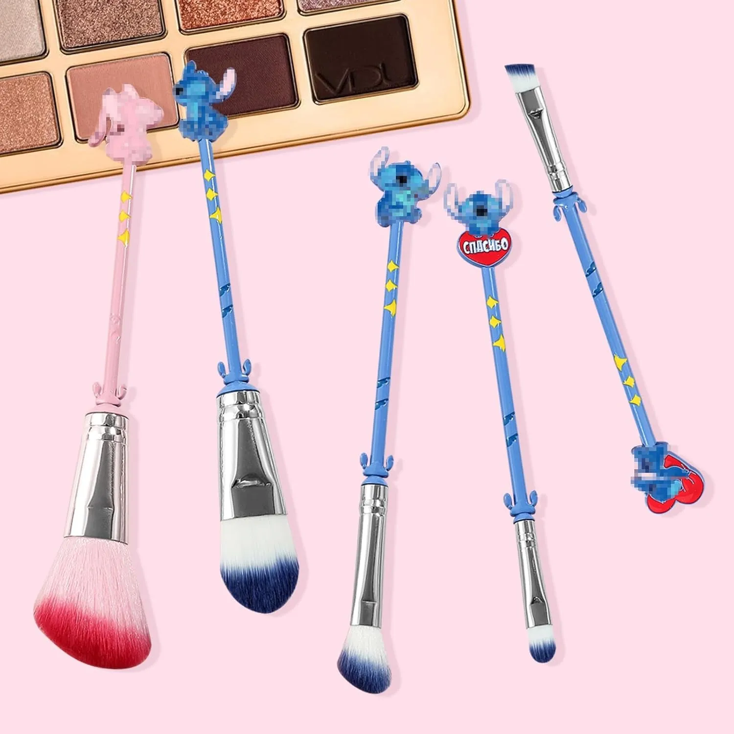 Stich Makeup Brushes Set Collection, Stich Stuf for Girls Women - 5Pcs Blue